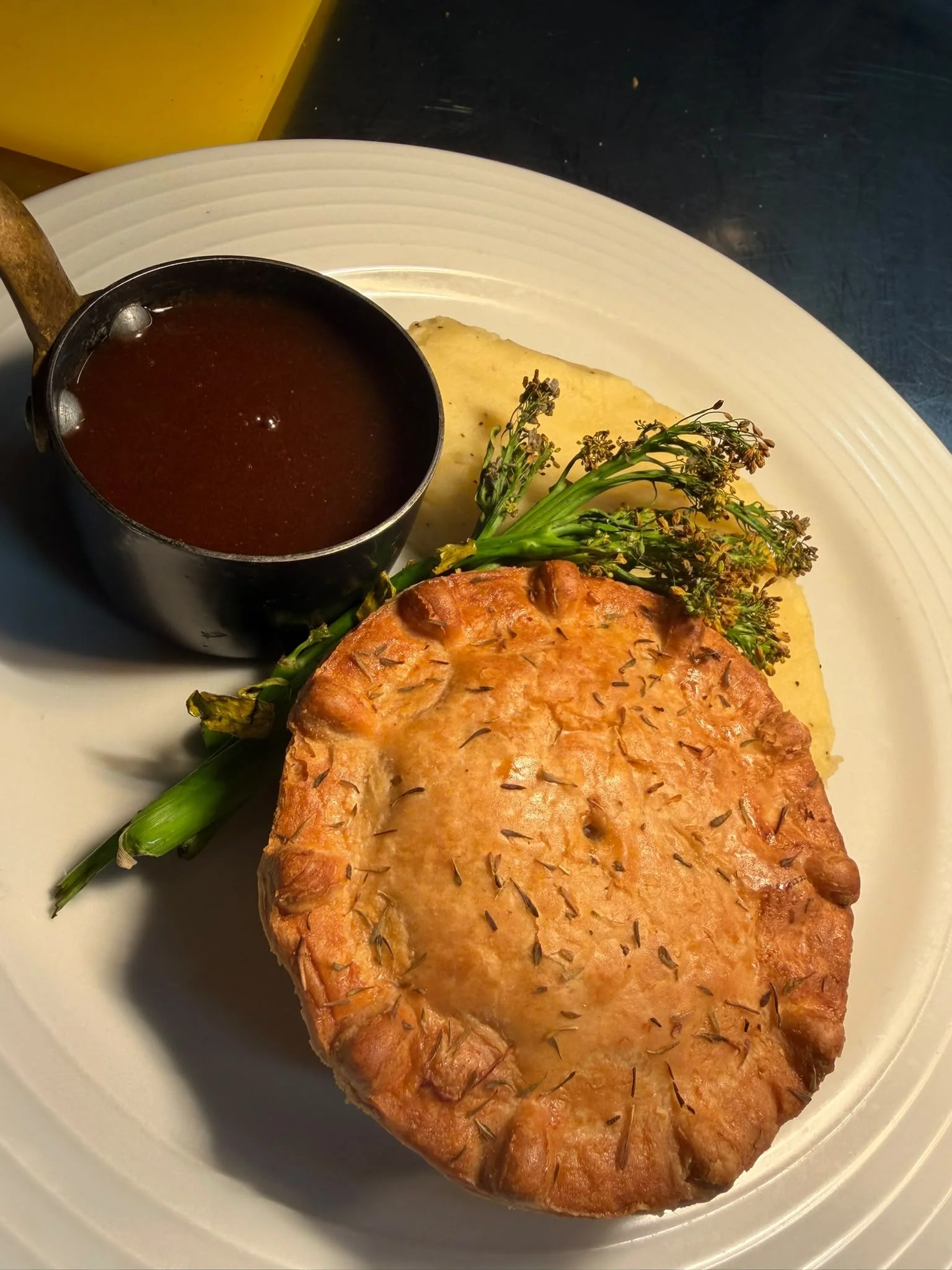 Pie and mash served at The Russell Arms